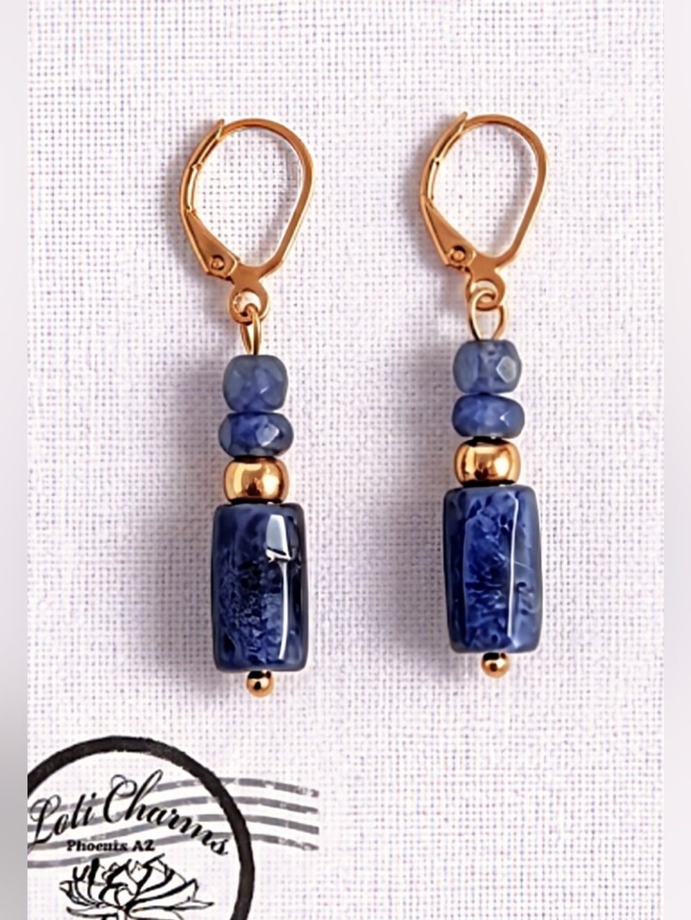 Natural And Genuine Purple Tanzanite Nuggets & Beads  In Drop Down Earrings